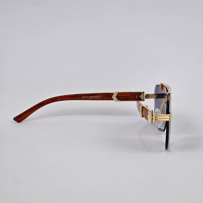 Cartier Rimless Wood - Gold/Black