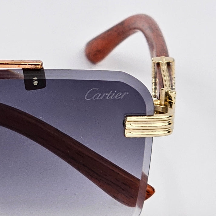 Cartier Rimless Wood - Gold/Black
