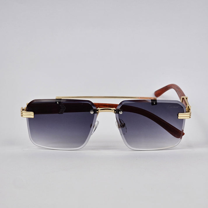 Cartier Rimless Wood - Gold/Black