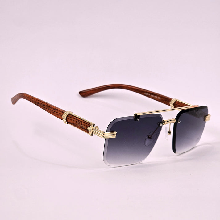 Cartier Rimless Wood - Gold/Black