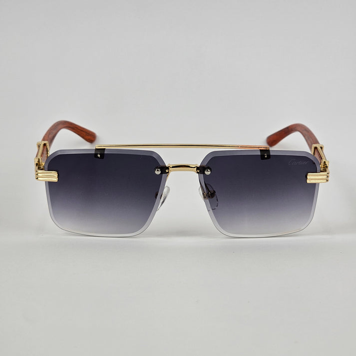 Cartier Rimless Wood - Gold/Black